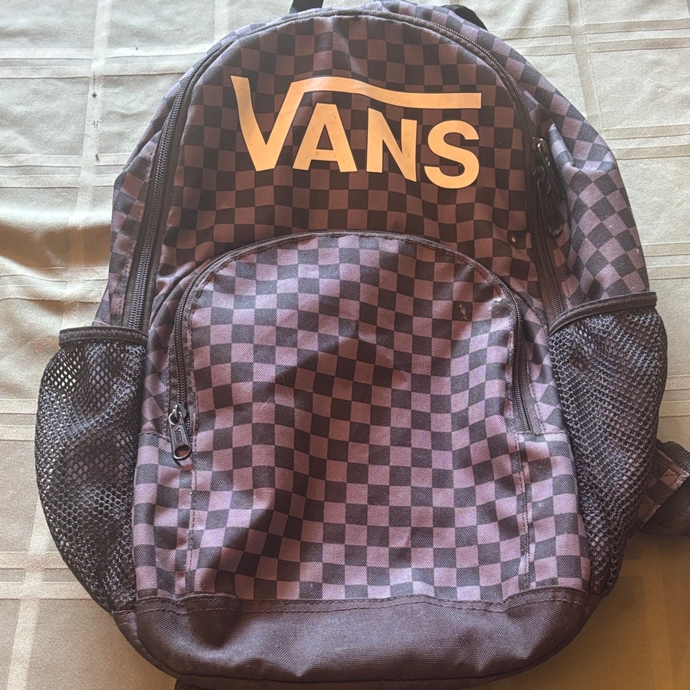 Vans Checkered Backpack - Black and Brown